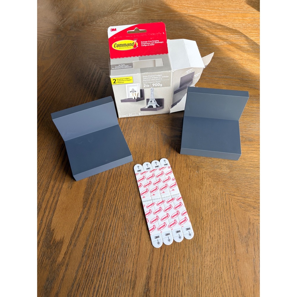 3M Command Slate Display Ledges 2 Pack Gray Floating Shelves HOM23S-2ESF